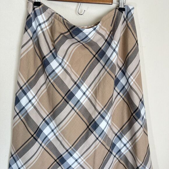 Vintage Liz Baker Midi Maxi Skirt Brown Burberry Check Nova Plaid Size 18 - Picture 4 of 6